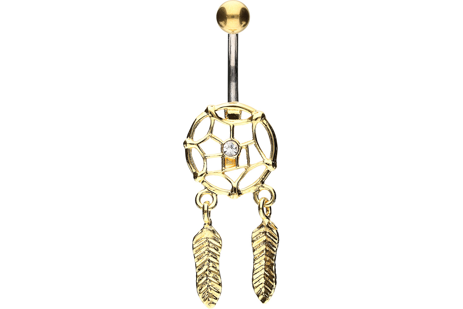 Titan Bananabell Piercing mit 925er Silber-Design TRAUMFÄNGER + ZWEI FEDERN ++SALE++